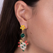 Orecchini in Metallo con  fichi d'india e cristalli colorati