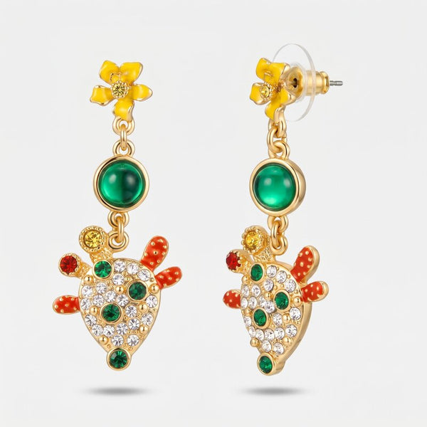 Orecchini in Metallo con fichi d'india e cristalli colorati BYS - gioiello BySimon
