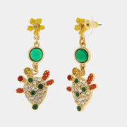 Orecchini in Metallo con  fichi d'india e cristalli colorati