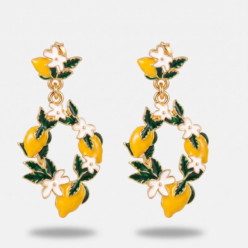 Orecchini in Metallo limoni e margherite - BYSIMON gioielli