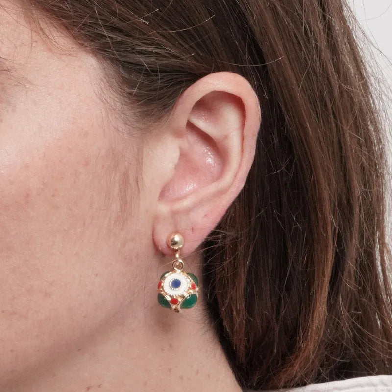 Orecchini in Metallo corona verde