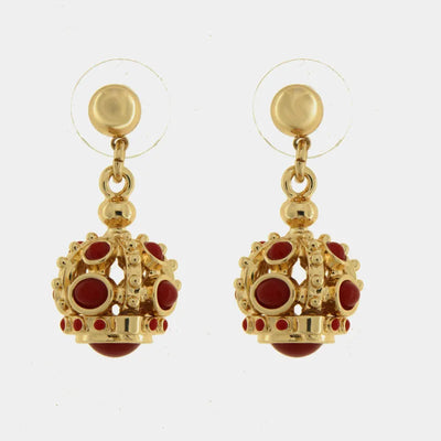 Orecchini in Metallo corona rossa