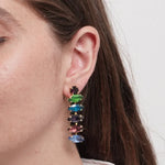 Orecchini in Metallo cristalli colorati pendenti - BYSIMON gioielli