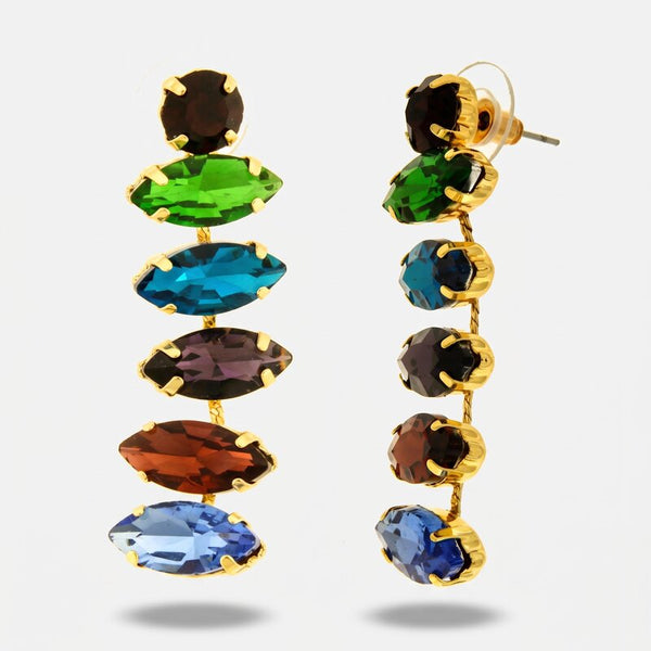 Orecchini in Metallo cristalli colorati pendenti - BYSIMON gioielli