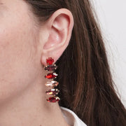 Orecchini in Metallo cristalli rossi pendenti