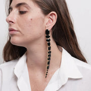 Orecchini in Metallo cascata di cristalli neri
