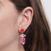 Orecchini in Metallo cristalli rosa