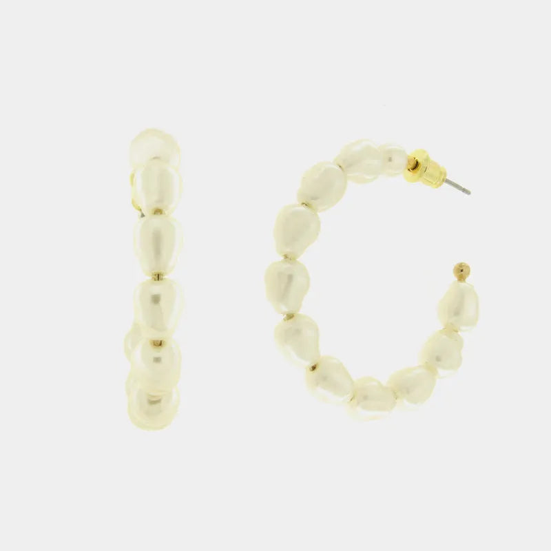 Orecchini in Metallo semicerchio con perle