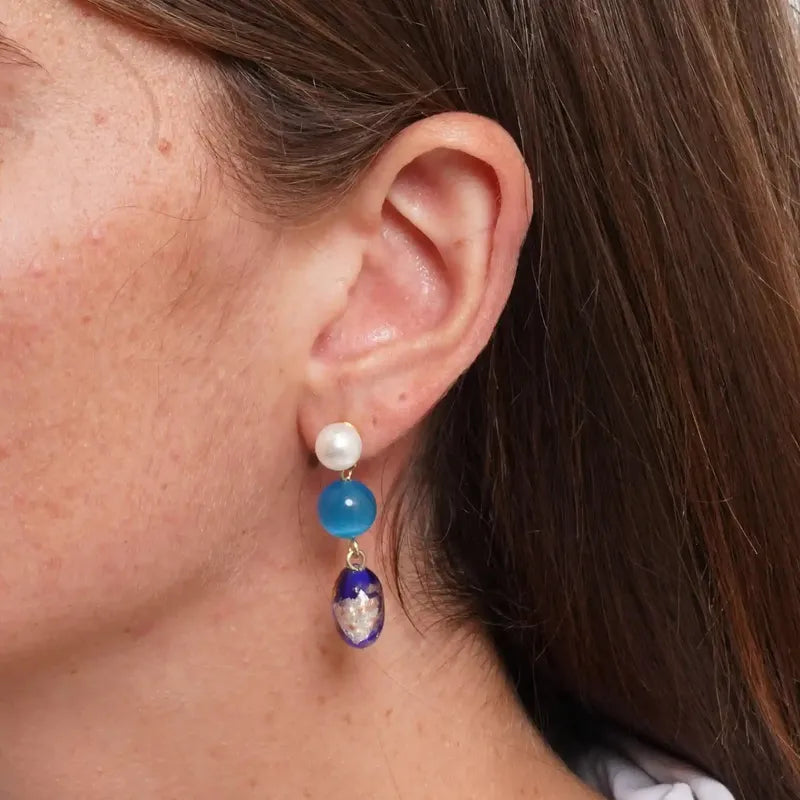 Orecchini in Metallo cristalli di Murano blu - BYSIMON gioielli