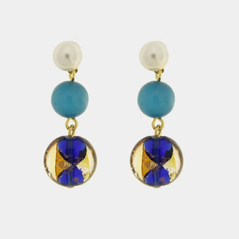 Orecchini in Metallo cristalli di Murano blu - BYSIMON gioielli