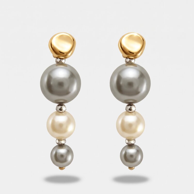 Orecchini in Metallo con perle pendenti - BYSIMON gioielli