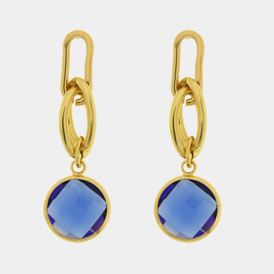 Orecchini in Metallo catena con cristalli blu - BYSIMON gioielli