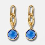 Orecchini in Metallo catena con cristalli blu - BYSIMON gioielli