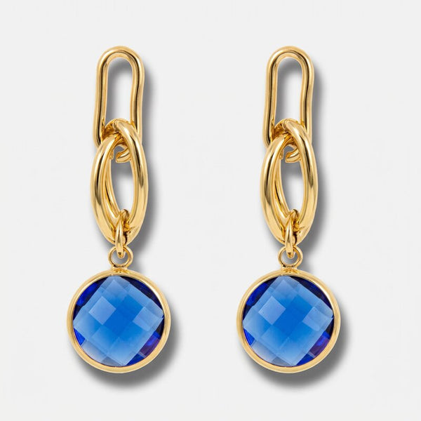 Orecchini in Metallo catena con cristalli blu - BYSIMON gioielli