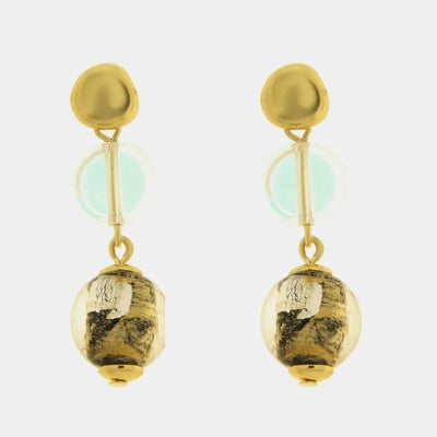 Metal earrings with art glass crystals