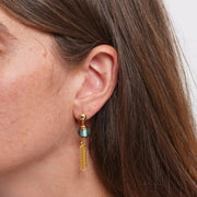 Orecchini in Metallo cristalli di Murano verdi con catene pendenti