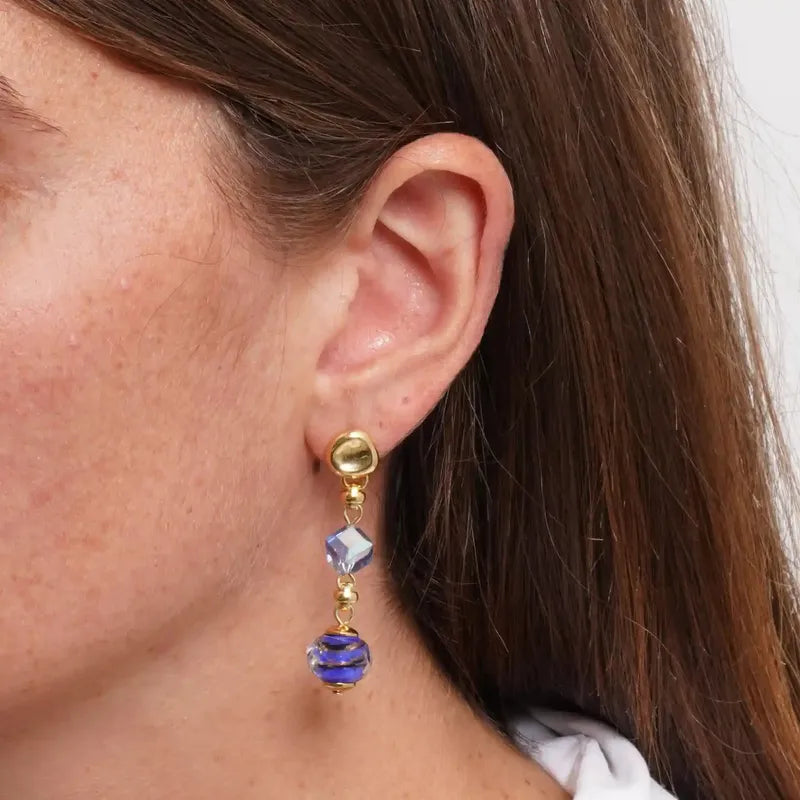 Orecchini in Metallo cristalli di Murano blu