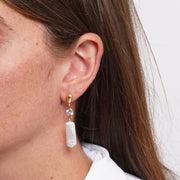 Orecchini in Metallo perla rettangolare