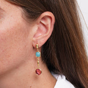 Orecchini in Metallo cristalli rossi e verdi