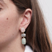 Orecchini in Metallo cristalli verdi, grigi e rosa effetto marmo