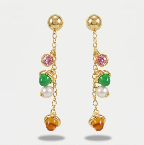 Orecchini in Metallo cristalli colorati pendenti - BYSIMON gioielli