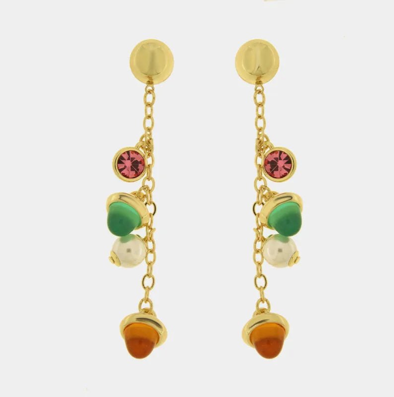Orecchini in Metallo cristalli colorati pendenti