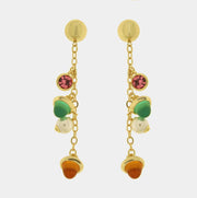Orecchini in Metallo cristalli colorati pendenti