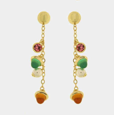 Orecchini in Metallo cristalli colorati pendenti
