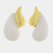 Orecchini in Metallo goccia liscia e smaltata bianca