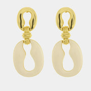 Orecchini in Metallo ovale smaltato bianco