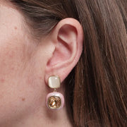 Orecchini in Metallo quadrato rosa effetto marmo