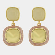 Orecchini in Metallo quadrato rosa effetto marmo