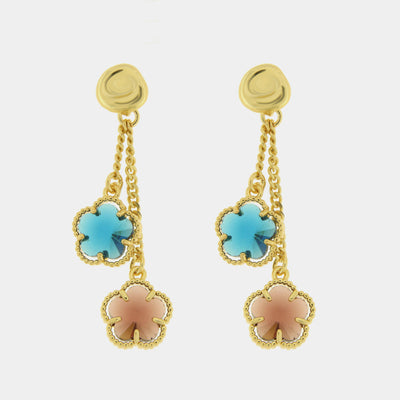 Orecchini in Metallo fiori colorati pendenti - BYSIMON gioielli