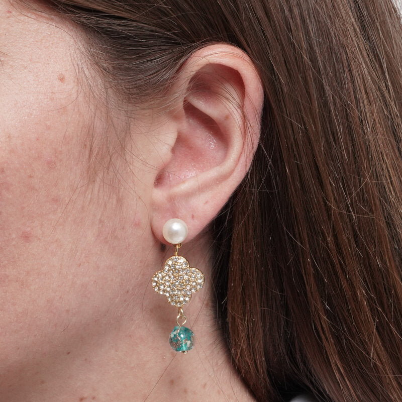 Orecchini in Metallo fiore con cristalli di Murano