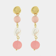 Orecchini in Metallo cristalli rosa e perla