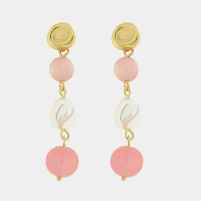 Orecchini in Metallo cristalli rosa e perla - BYSIMON gioielli