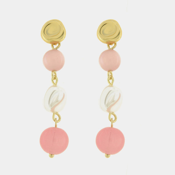 Orecchini in Metallo cristalli rosa e perla - BYSIMON gioielli