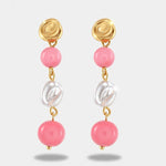 Orecchini in Metallo cristalli rosa e perla - BYSIMON gioielli