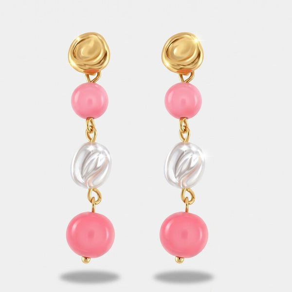 Orecchini in Metallo cristalli rosa e perla - BYSIMON gioielli