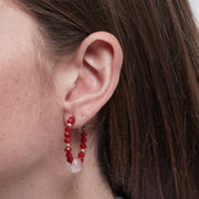 Orecchini in Metallo cerchio con cristalli rossi