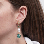 Orecchini in Metallo cristalli azzurri e perle - BYSIMON gioielli