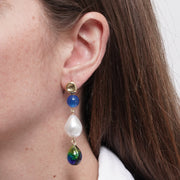 Orecchini in Metallo pietre di Murano e perla