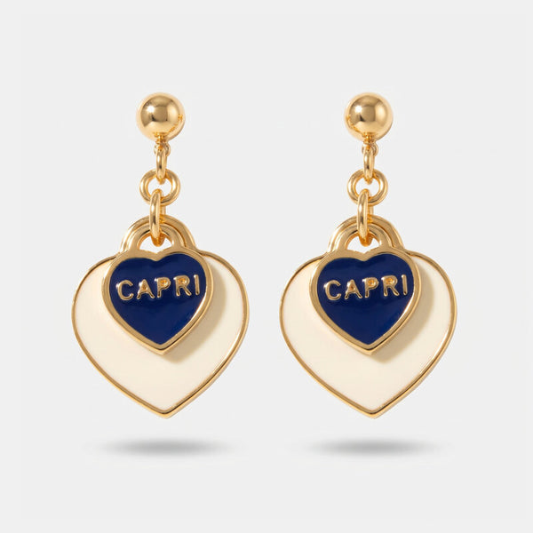 Orecchini in Metallo cuore bianco Capri - BYSIMON gioielli