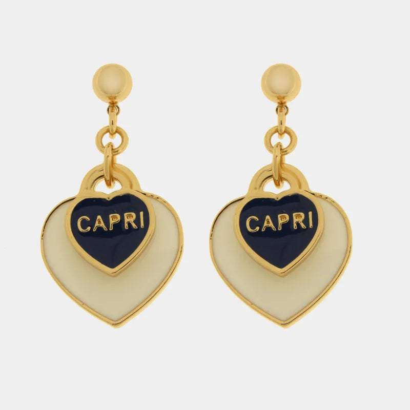 Orecchini in Metallo cuore bianco Capri - BYSIMON gioielli