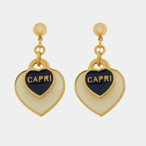 Orecchini in Metallo cuore bianco Capri - BYSIMON gioielli