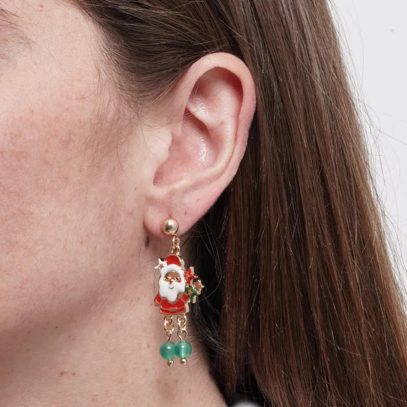 Metal Santa Claus drop earrings