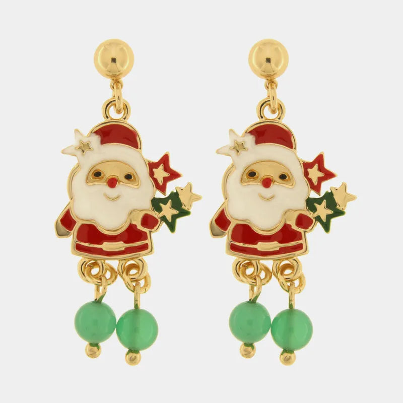 Metal Santa Claus drop earrings