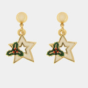 Orecchini in Metallo con stella bianca e agrifoglio