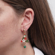 Orecchini in Metallo albero di Natale con stelle colorate