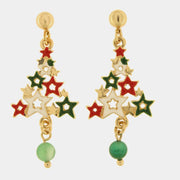 Orecchini in Metallo albero di Natale con stelle colorate